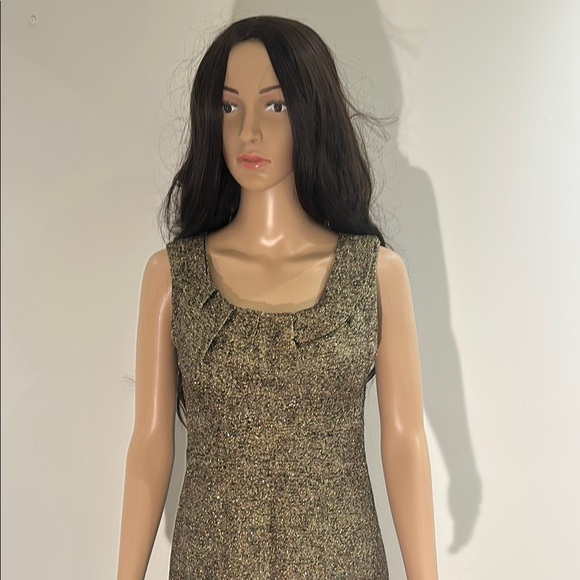 Michael Kors Gold Sheath Midi Dress Scoop Neck Sleeveless - Picture 5 of 11